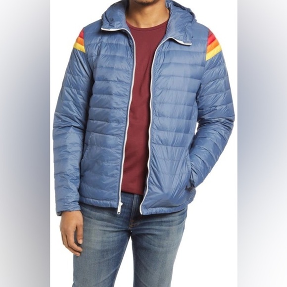 Marine Layer Banks Puffer Hooded Jacket In Bering Sea SZ S